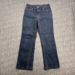 Liz Claiborne Jeans Women 6 Dark Wash Slim Bootcut Contrast Stitch Stretch Denim